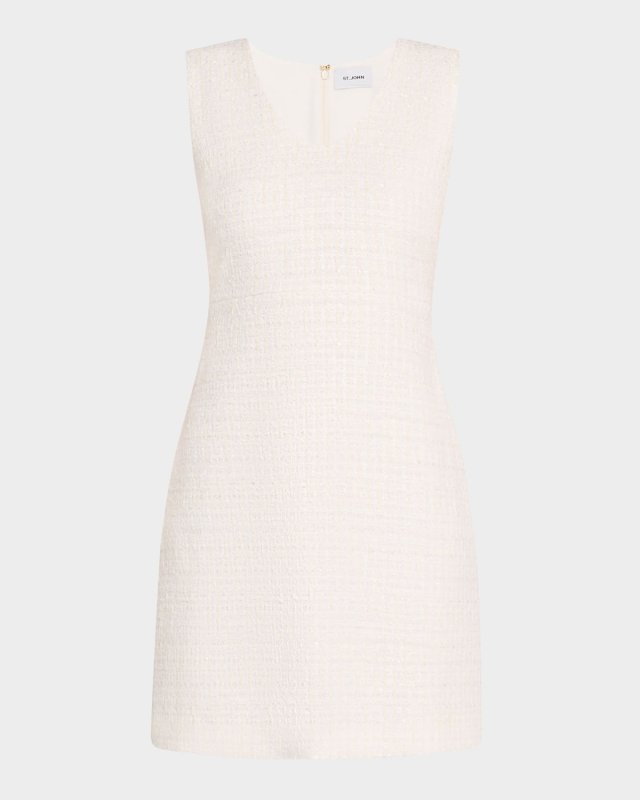 Tweed Scoop Neckline Dress